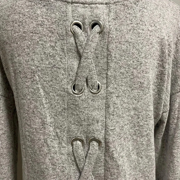 Pink Rose Super Soft Light Grey Crew Neck Sweater with Braided Back  MEDIUM - Picture 3 of 6